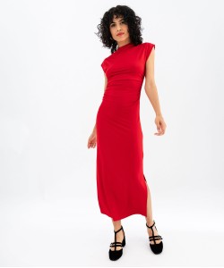 Robe longue en microfibre à manches courtes femme